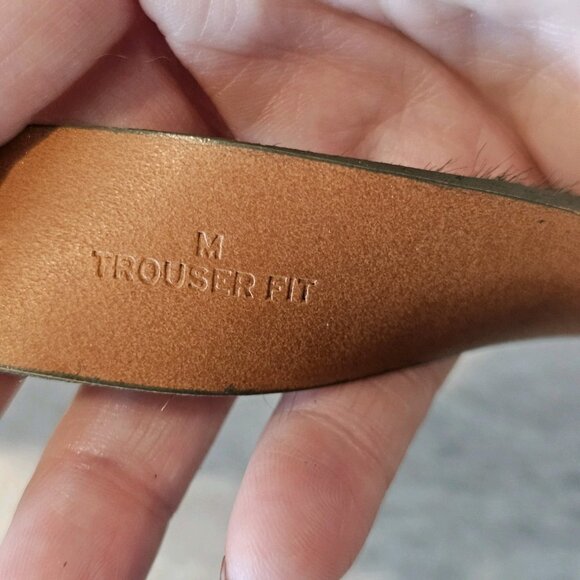 Halogen Belt Womens Trouser Fit Olive Green Leather Calf Hair Sz M 32-38" Waist - Picture 8 of 11